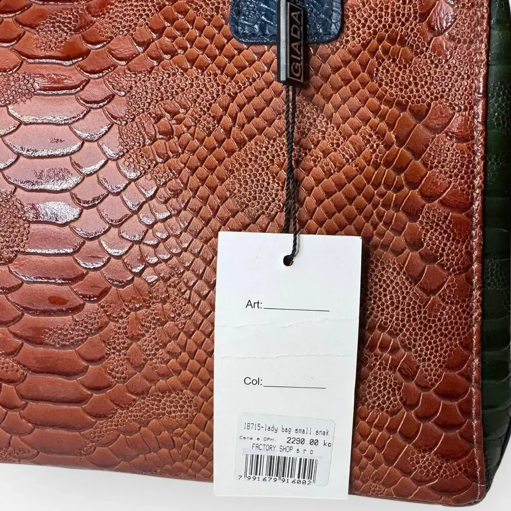 NWT Vintage Giada Pelle Italian‎ Embossed Brown Leather Purse Bag Deadstock - Picture 5 of 12